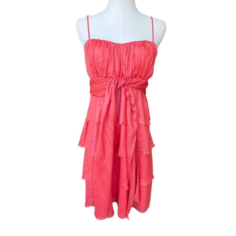 Vtg Y2K Kitty Babydoll Dress‎ Size M Ruffle Tiered Coquette Fairy Coral Salmon